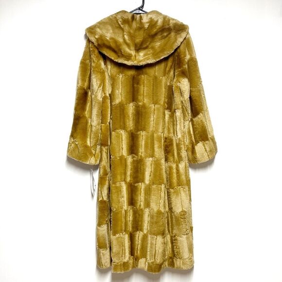 NWT Terry Lewis Classic Luxurious Faux Fur Camel color Long Coat Sz XS - Picture 2 of 6